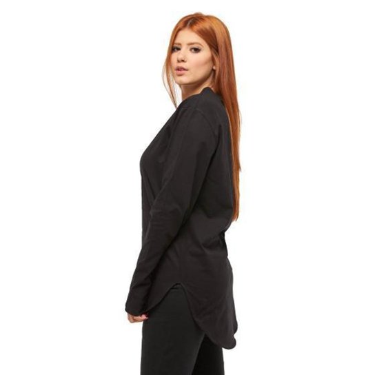 Camiseta Longline Manga Comprida Longa Feminina Oversized