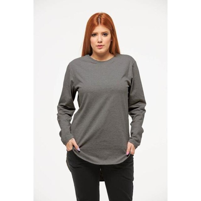 Camiseta Longline Manga Comprida Longa Feminina Oversized
