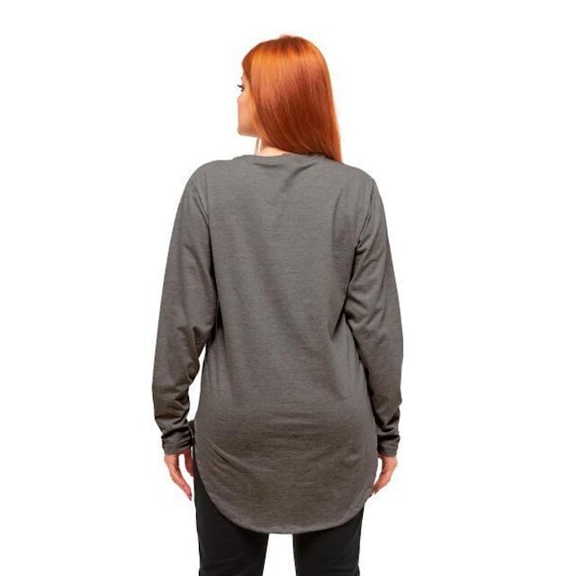 Camiseta Longline Manga Comprida Longa Feminina Oversized