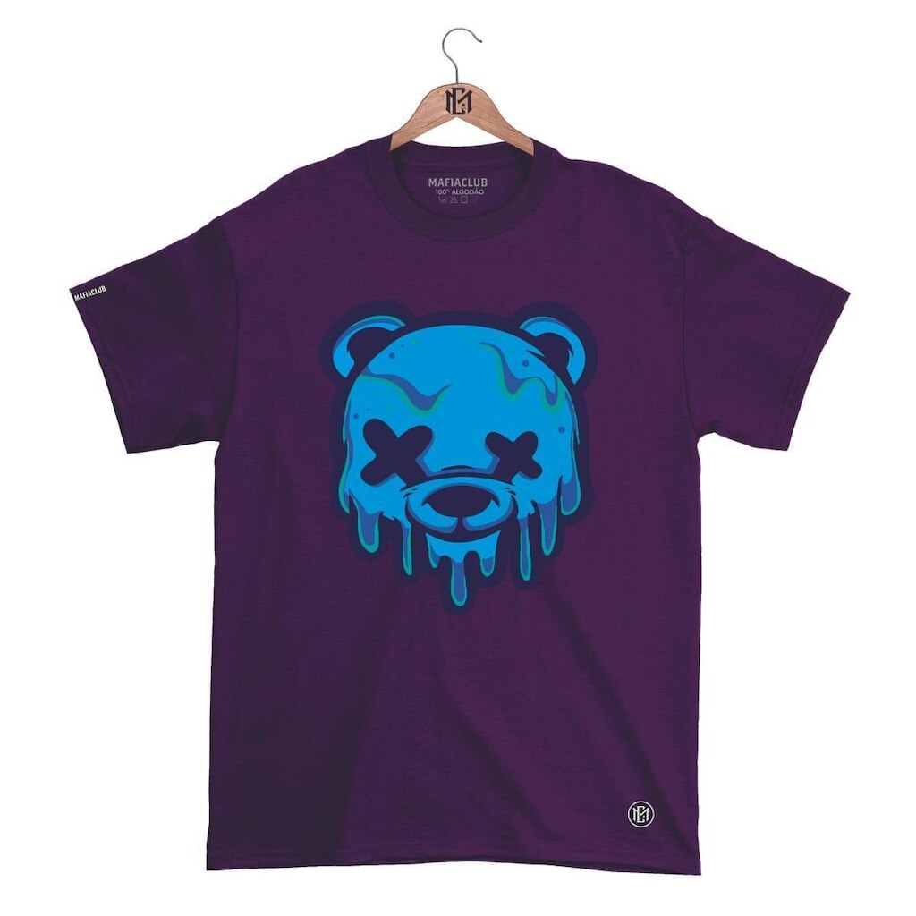 Camiseta Máfia club Gola Redonda Estampa URSO XX 2 Streetwear fio 30.1 Penteado.