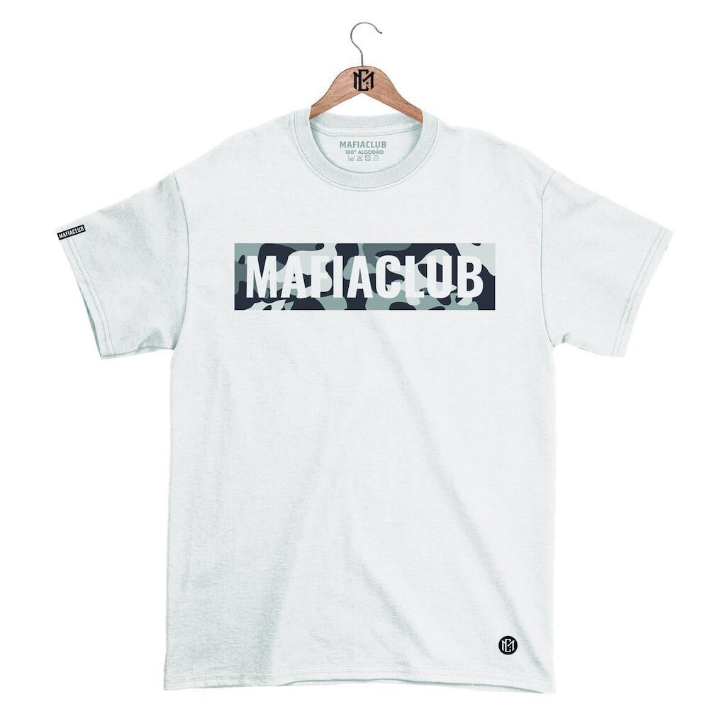 Camiseta MafiaClub Gola Redonda Estampa Camuflada Streetwear fio 30.1 Penteado.