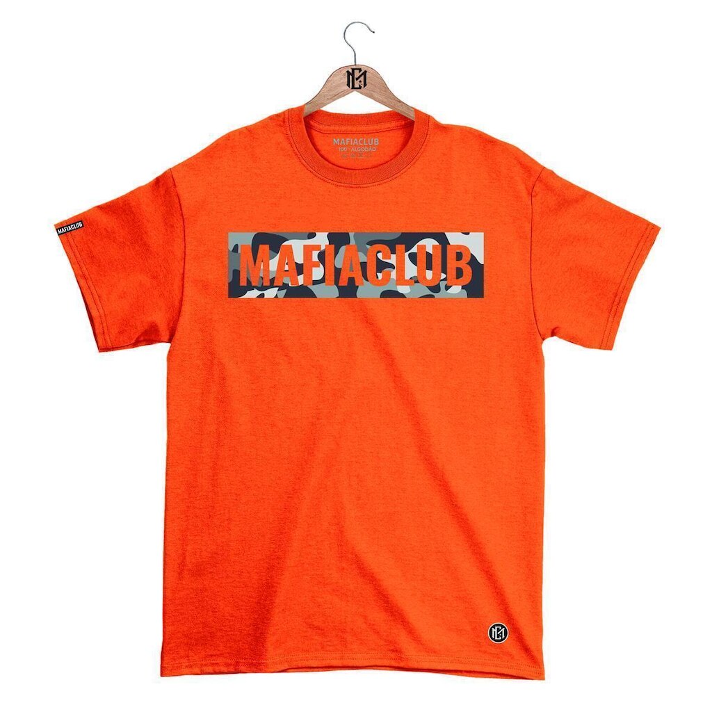 Camiseta MafiaClub Gola Redonda Estampa Camuflada Streetwear fio 30.1 Penteado.