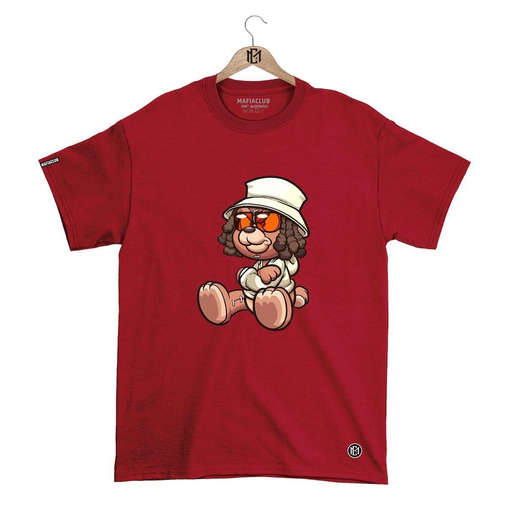 Camiseta Mafiaclub Gola Redonda Estampa DOG Streetwear fio 30.1 Penteado