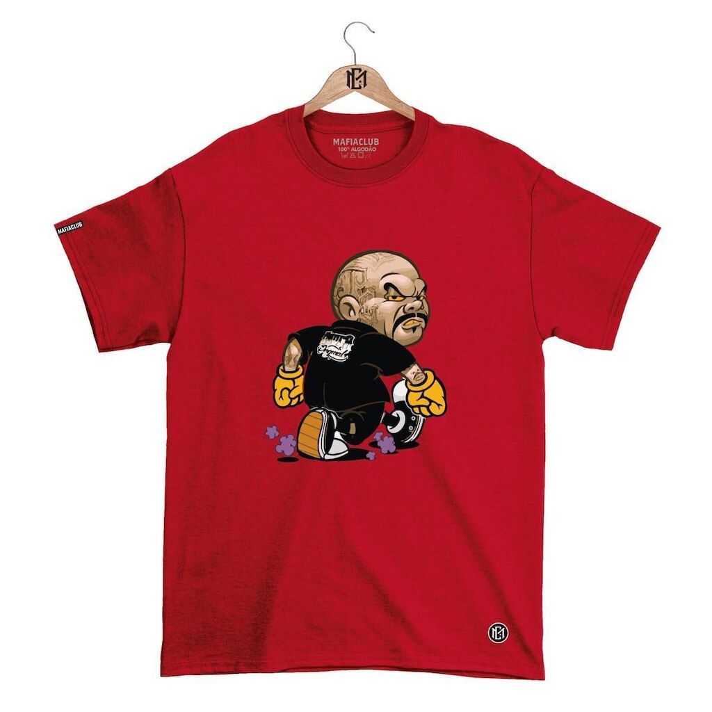 Camiseta Mafiaclub Gola Redonda Estampa LUTADOR Streetwear fio 30.1 Penteado
