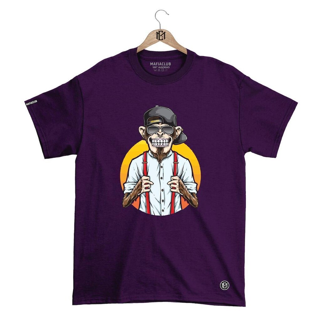 Camiseta Mafiaclub Gola Redonda Estampa MONKEY ll Streetwear fio 30.1 Penteado