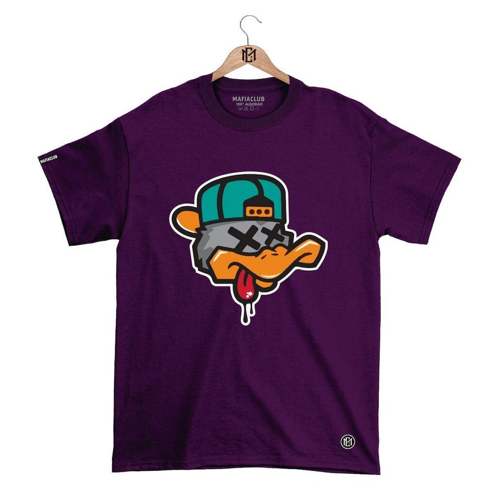 Camiseta Mafiaclub Gola Redonda Estampa PATO X Streetwear fio 30.1 Penteado