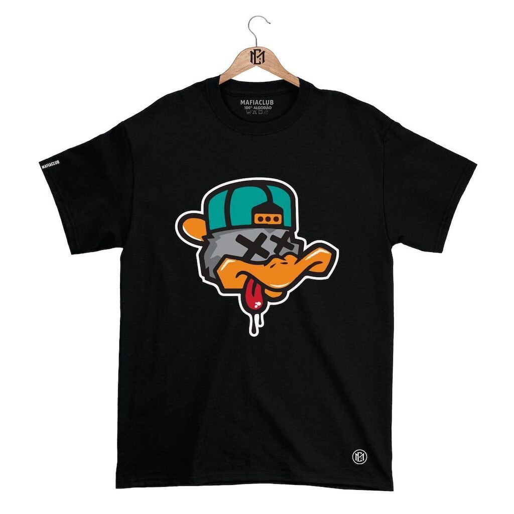 Camiseta Mafiaclub Gola Redonda Estampa PATO X Streetwear fio 30.1 Penteado