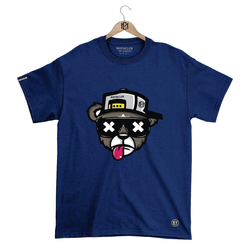 Camiseta Mafiaclub Gola Redonda Estampa URSO l Streetwear fio 30.1 Penteado