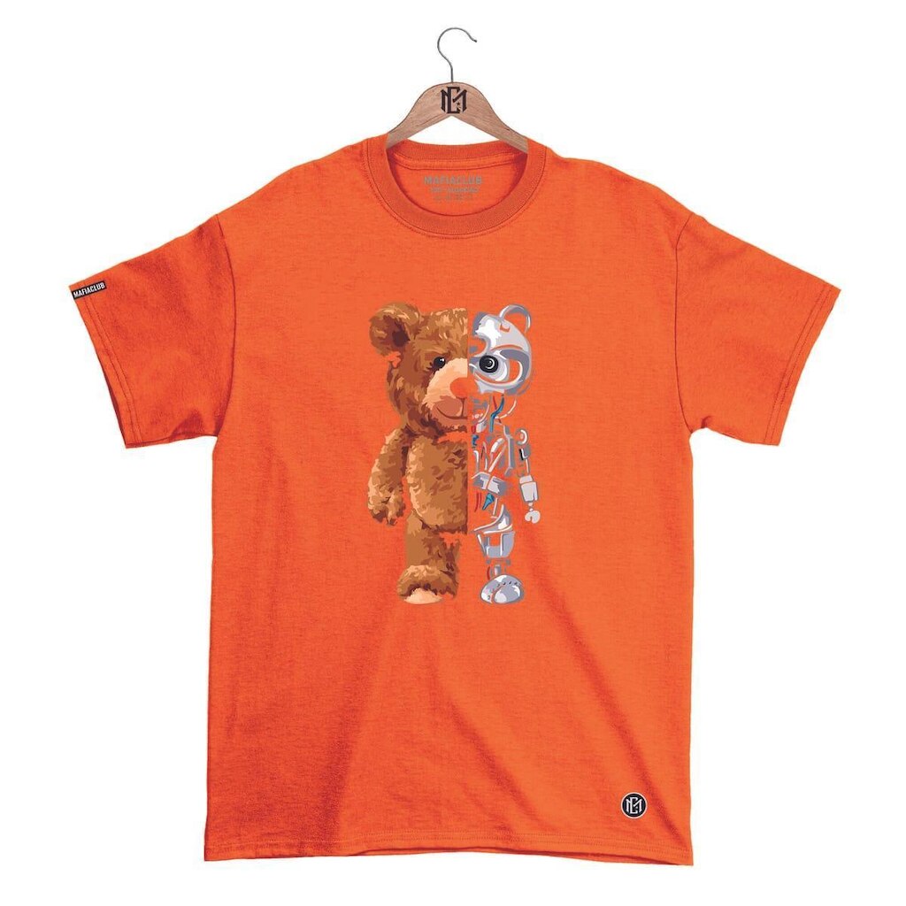 Camiseta Máfiaclub Gola Redonda Estampa URSO ROBO Streetwear fio 30.1 Penteado.