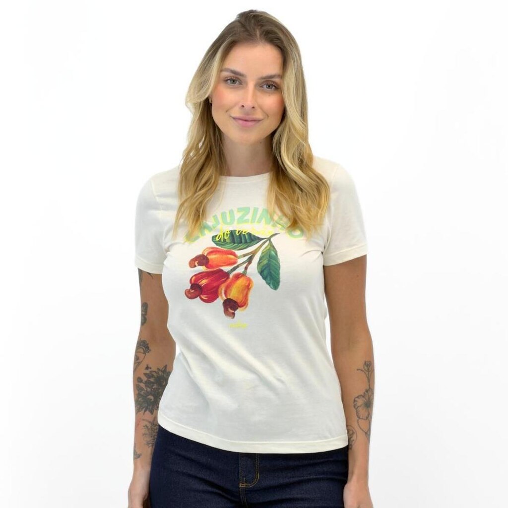 Camiseta Malwee T-Shirt Slim com Estampa Manga Curta Feminina
