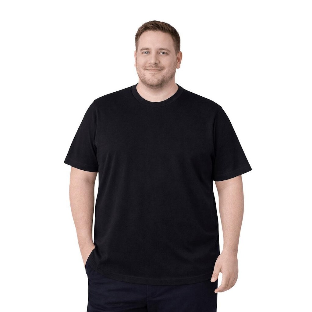 Camiseta Manga Curta Basica Plus Size Masculina Fico 00668 Preta