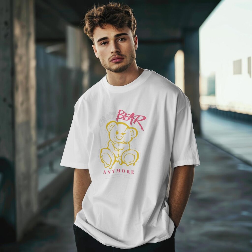 Camiseta Manga Curta Bear Estampa DTF Malha Algodão Leve e Ajustável do P ao G1