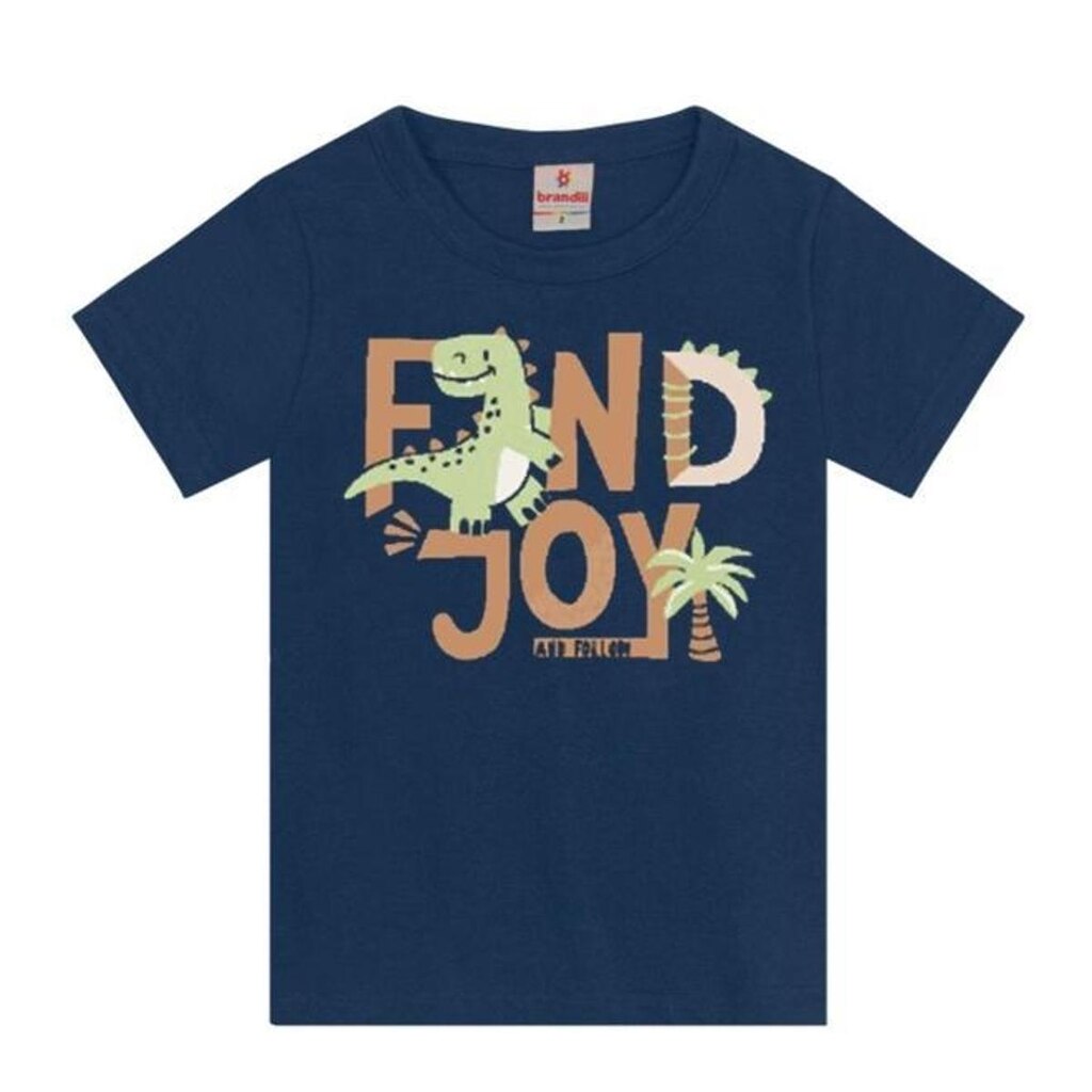 Camiseta Manga Curta Brandili Masculino Infantil Dinossauro Em Algodão 1/3 1623-MARINHO 2