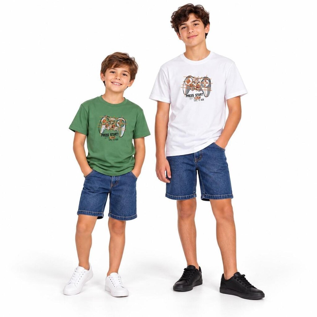 Camiseta manga curta Press Start Have Fun