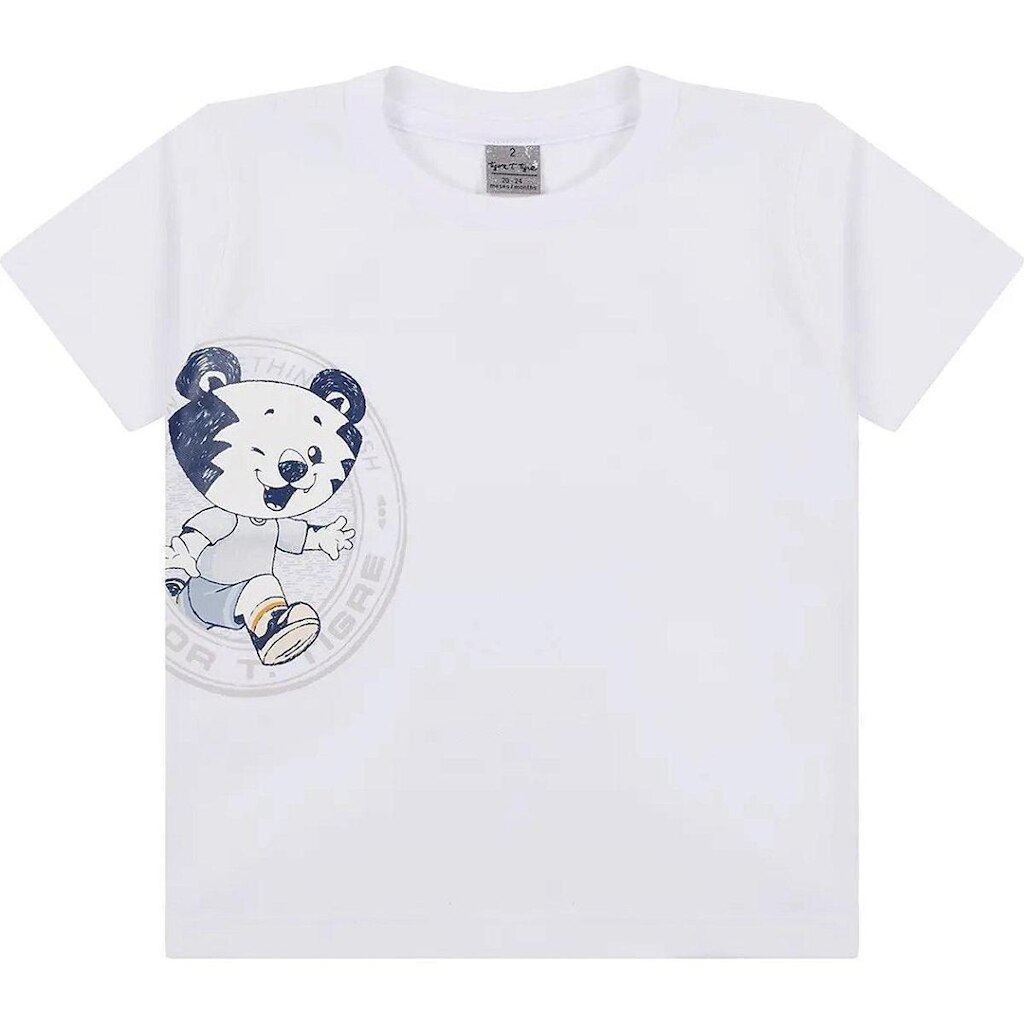 Camiseta Manga Curta Tigor T Tigre New Fun Baby Branco