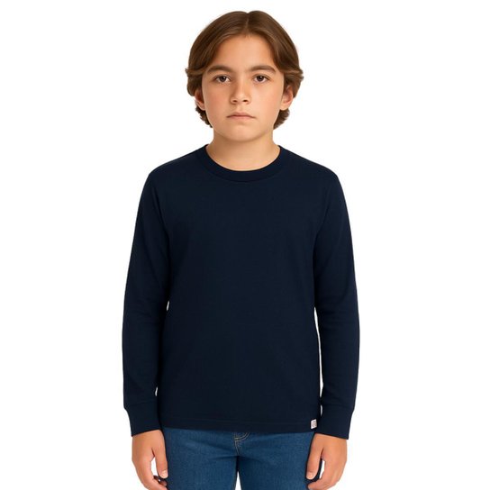 Camiseta Manga Longa Básica Juvenil Algodão Brandili