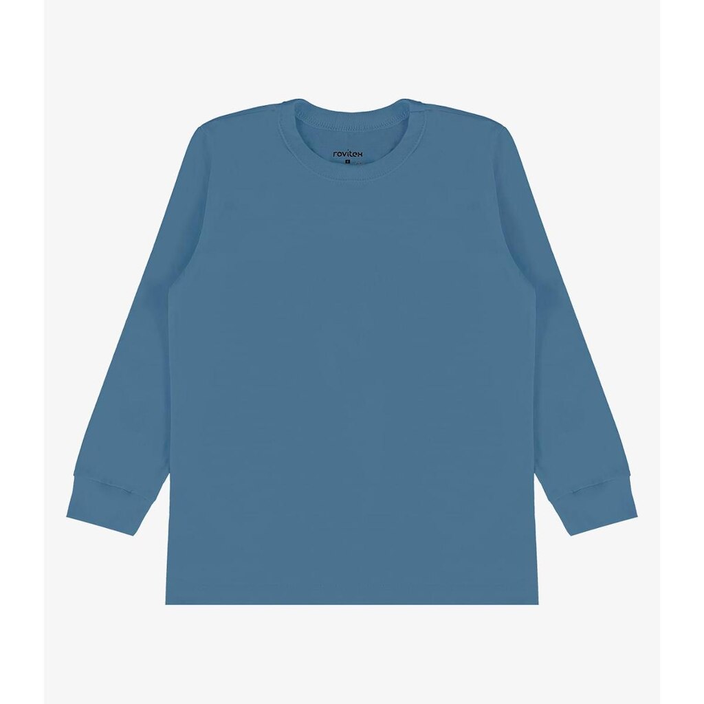 Camiseta Manga Longa Básica Rovitex Kids Azul