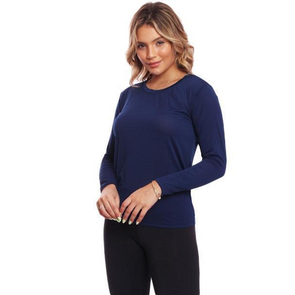 Camiseta Manga Longa Dry Proteção Uv Feminina