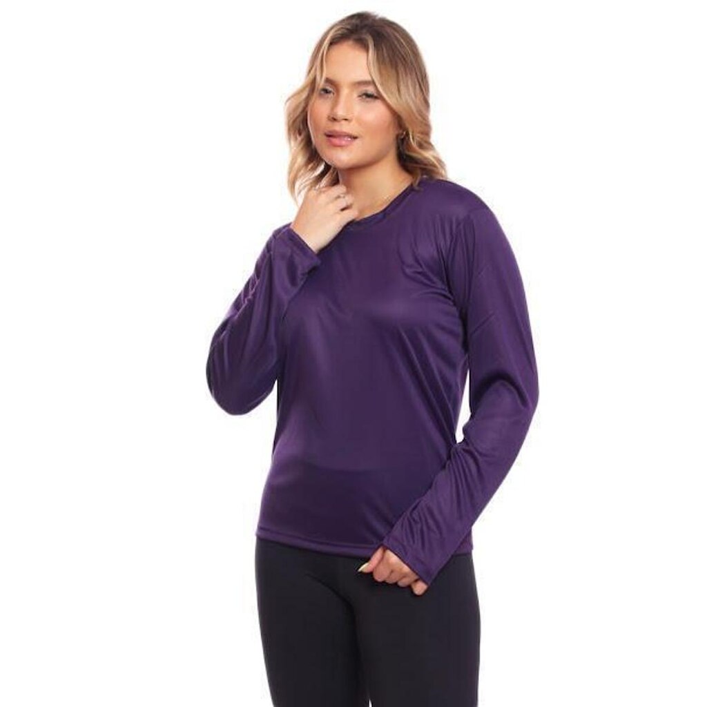 Camiseta Manga Longa Dry Proteção Uv Feminina