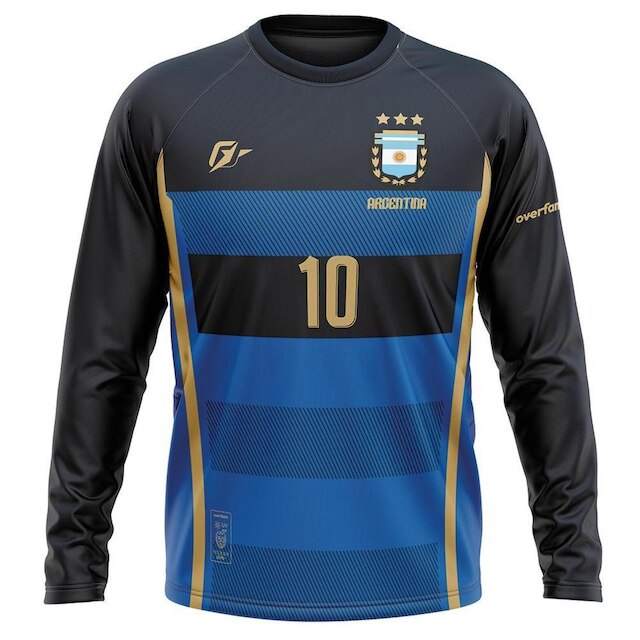 Camiseta Manga Longa Filtro UV Argentina Azul Retrô Tri Campeã