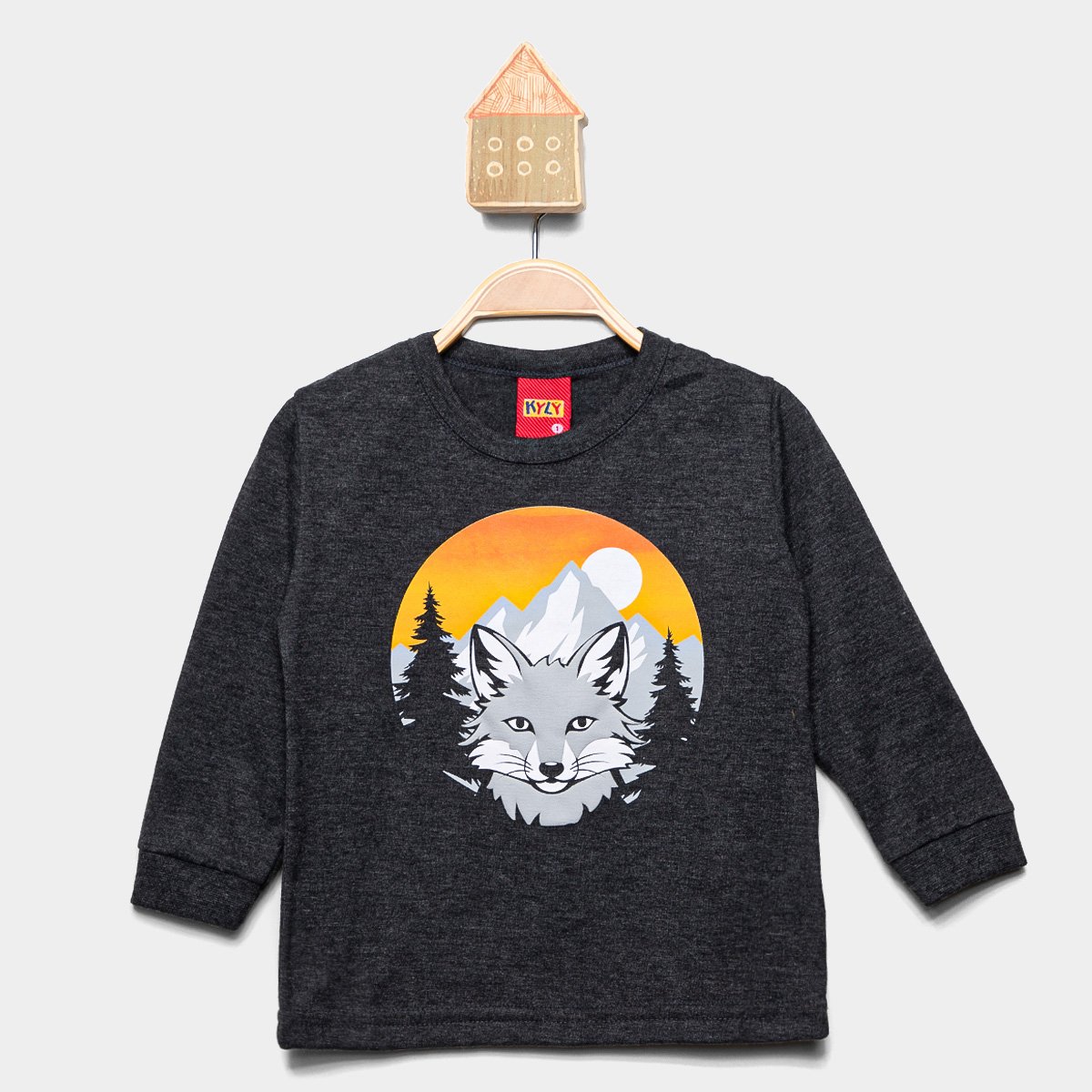 Camiseta Manga Longa Infantil Kyly Lobo Menino - Mescla Menor preço em Camiseta Manga Longa Infantil Kyly Lobo Menino - Mescla