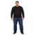 Camiseta Manga Longa Lisa Plus Size 100% Poliéster Masculina - Preto