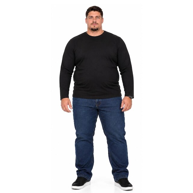 Camiseta Manga Longa Lisa Plus Size 100% Poliéster Masculina