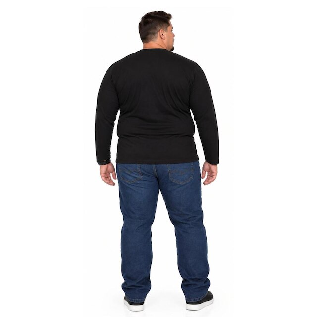 Camiseta Manga Longa Lisa Plus Size 100% Poliéster Masculina