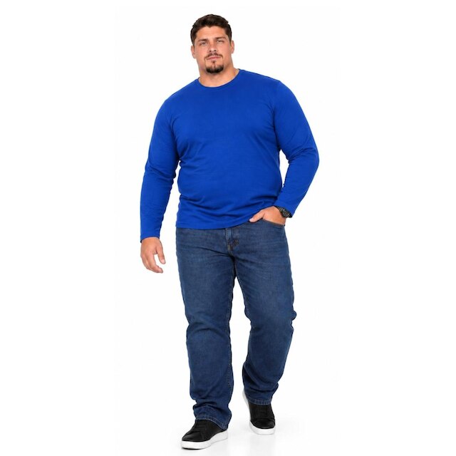 Camiseta Manga Longa Lisa Plus Size 100% Poliéster Masculina