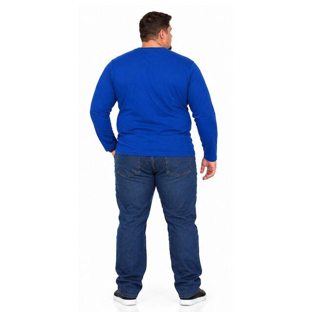 Camiseta Manga Longa Lisa Plus Size 100% Poliéster Masculina