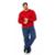Camiseta Manga Longa Lisa Plus Size 100% Poliéster Masculina - Vermelho