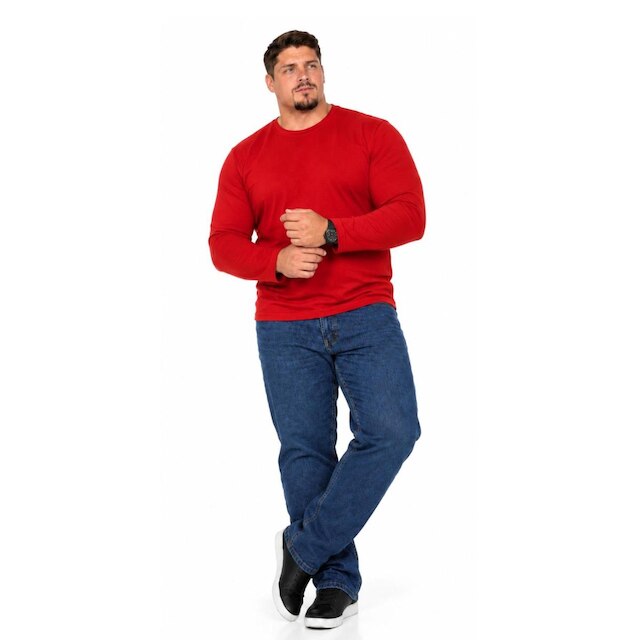Camiseta Manga Longa Lisa Plus Size 100% Poliéster Masculina