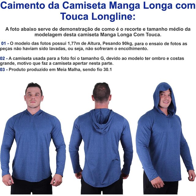 Camiseta Manga Longa Longline Com Touca MXD Conceito o Estilo Do Iverno