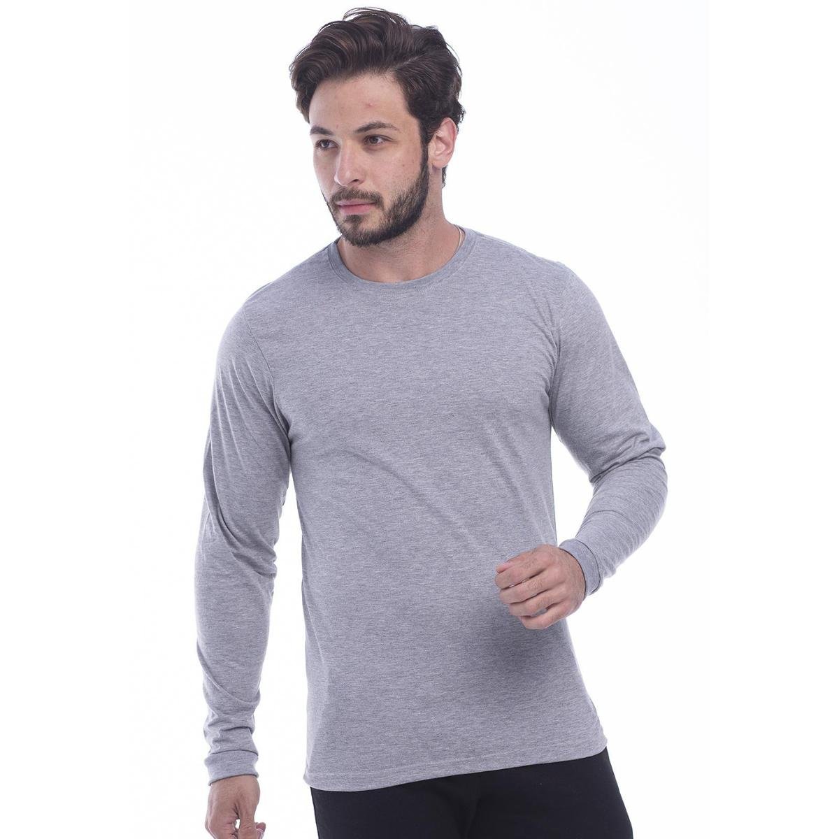 Camiseta Manga Longa Masculina Básica Techmalhas Lisa Casual Confortável 100% Algodão Techmalhas - Cinza Menor preço em Camiseta Manga Longa Masculina Básica Techmalhas Lisa Casual Confortável 100% Algodão Techmalhas - Cinza
