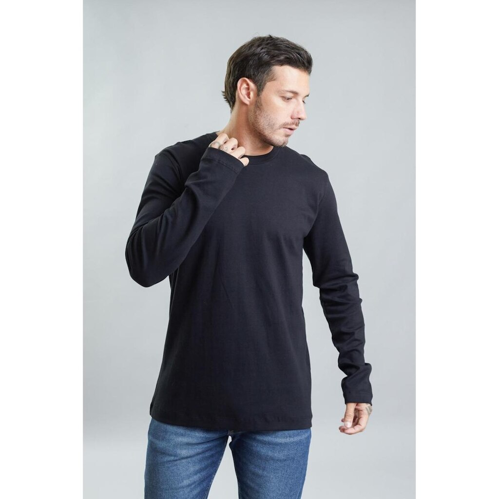 Camiseta Manga Longa Masculina Gola Redonda Dialogo Jeans