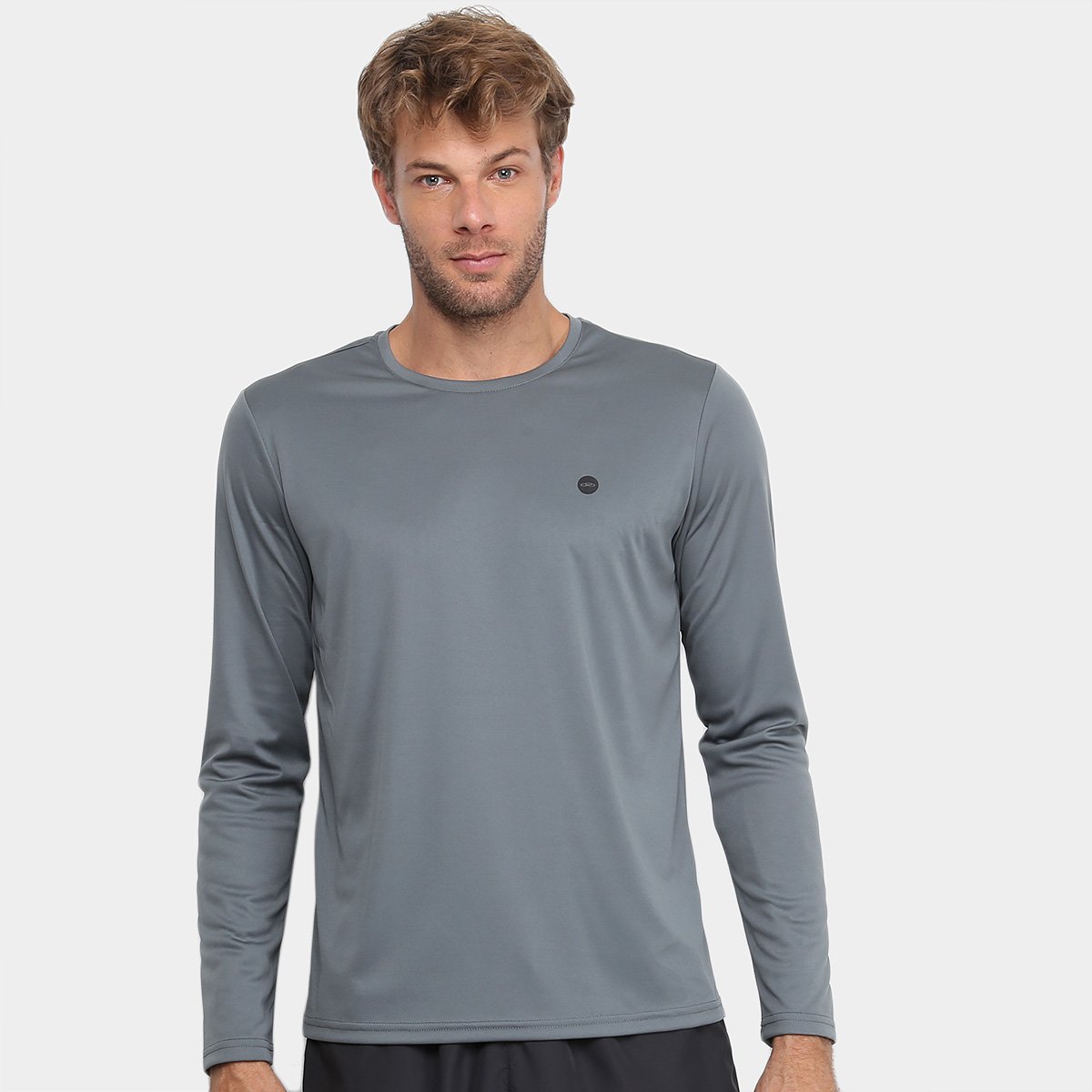 Camiseta Manga Longa Olympikus Essential Masculina - Chumbo Menor preço em Camiseta Manga Longa Olympikus Essential Masculina - Chumbo