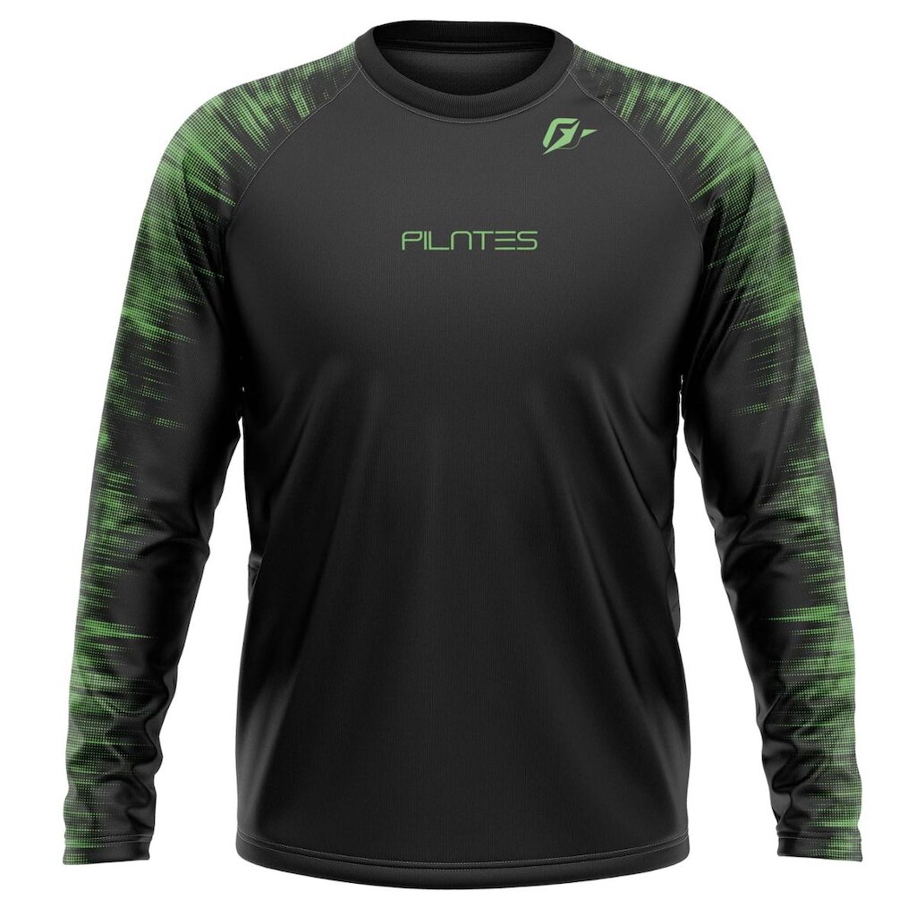 Camiseta Manga Longa Unissex Pilates Tecnodots Preto Verde