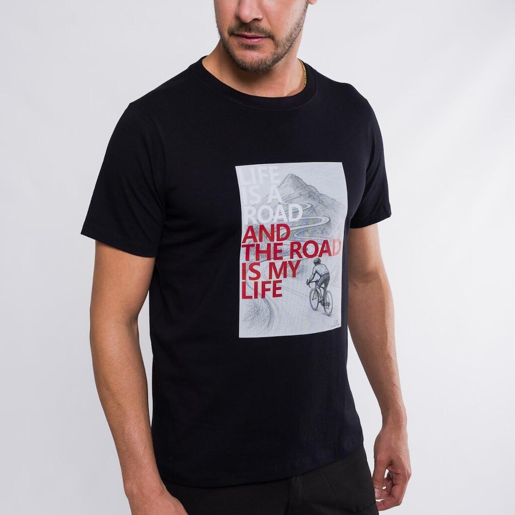 Camiseta Márcio May Sports Preta - Estampa Life is a Road Algodão Premium