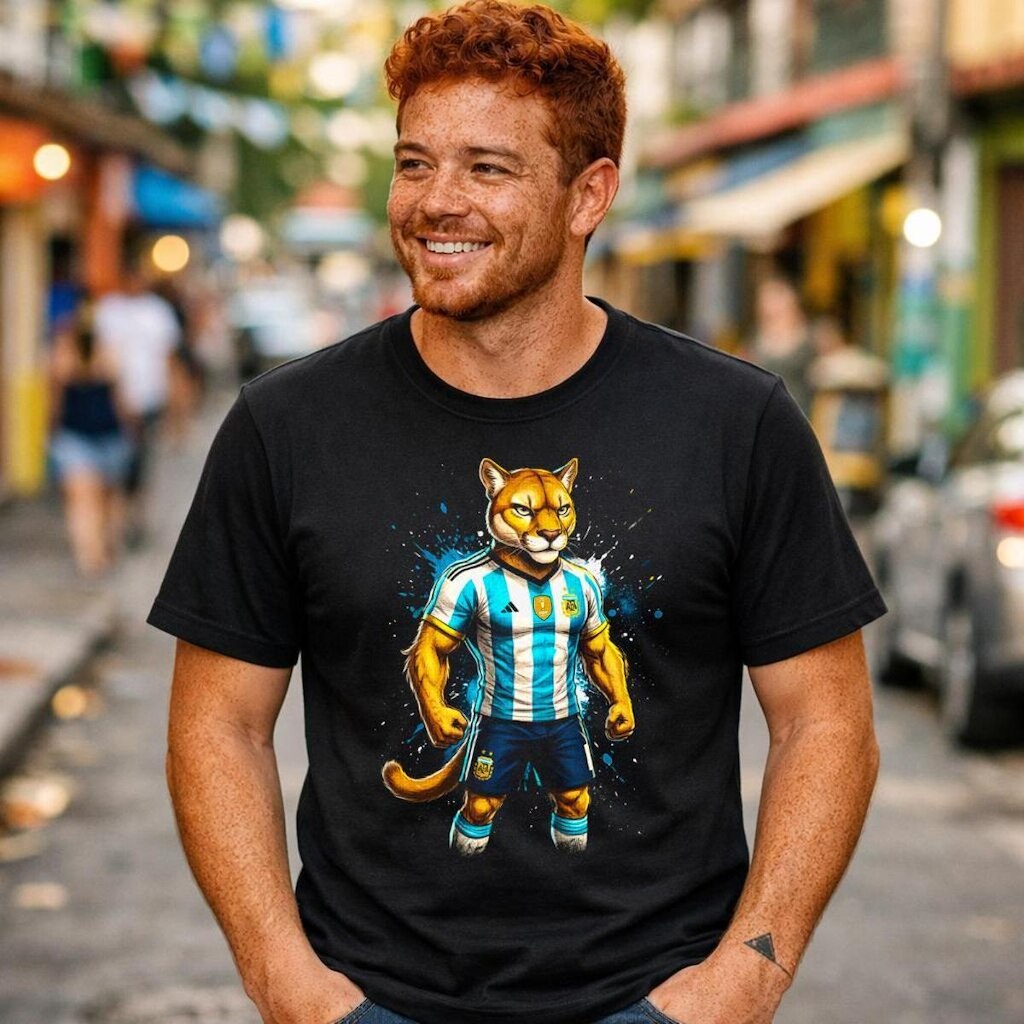 Camiseta Mascote Argentina Copa 2026 Seleção Camisa Algodão 30.1 Premium Torcedor Hermano