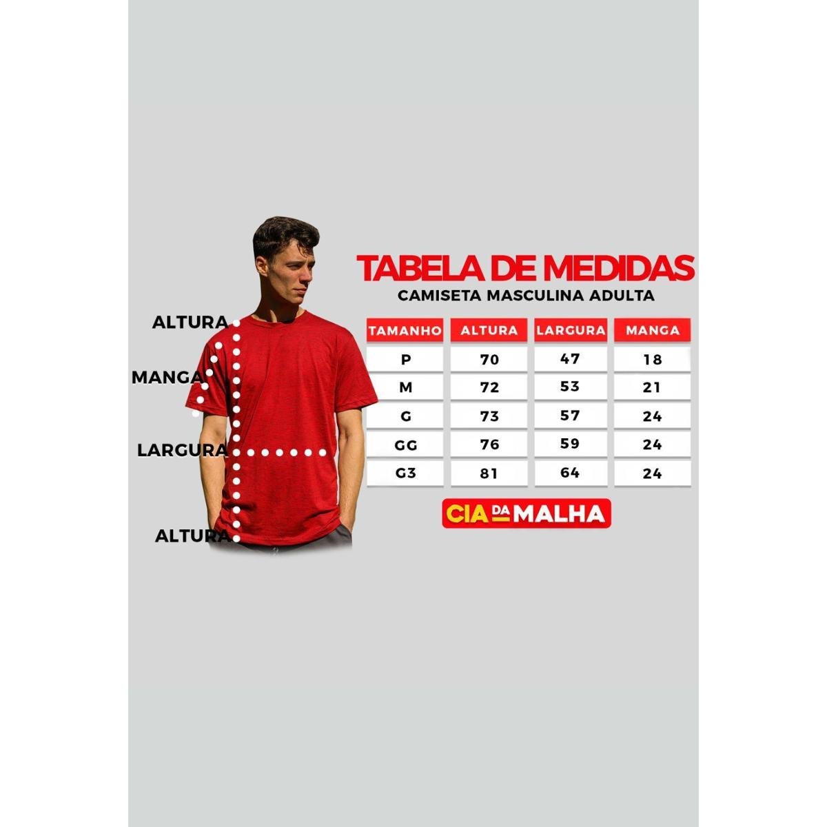 Camiseta Masculina Adulto Cia da Malha Básica Mescla Cor:Mescla