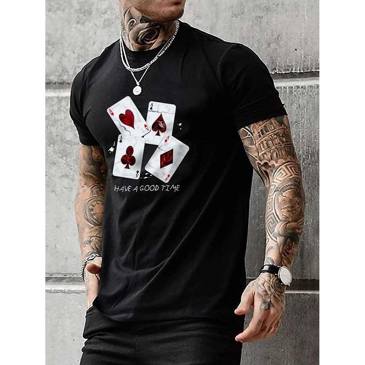 Camiseta Masculina Algodão 30.1 Estampada Camisa Masculina Cartas - Preto Menor preço em Camiseta Masculina Algodão 30.1 Estampada Camisa Masculina Cartas - Preto
