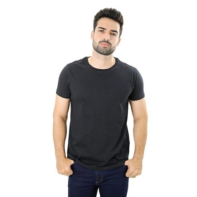Camiseta Masculina Algodão Básica Ixória Preta Lisa