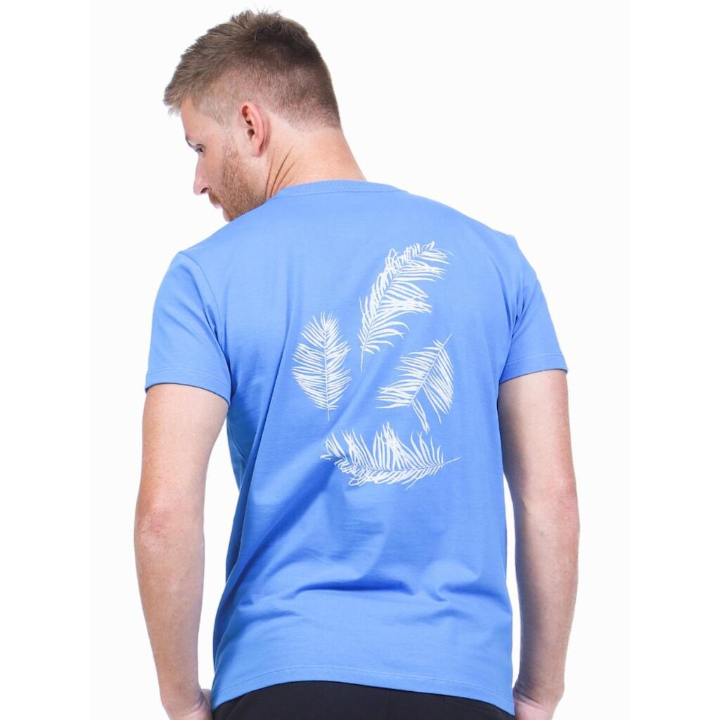 Camiseta Masculina Algodão Estampa Nas Costas Folhas