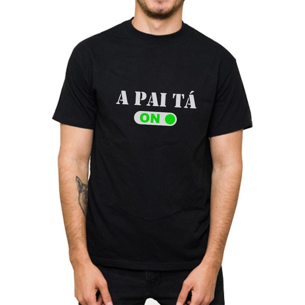 Camiseta Masculina Algodão Frase O Pai Ta On Manga Curta Abrir Garrafa