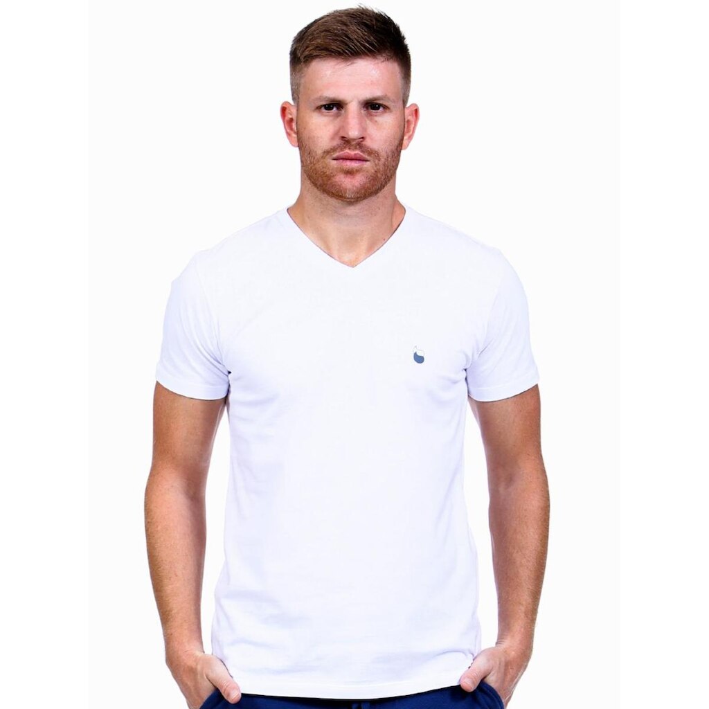 Camiseta Masculina Algodão Gola V