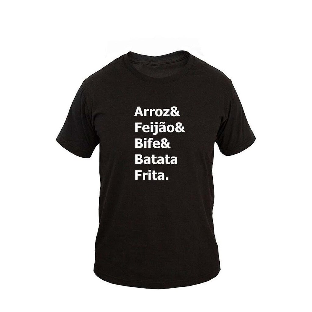 Camiseta Masculina Algodão Manga Curta Arroz Feijão Casual