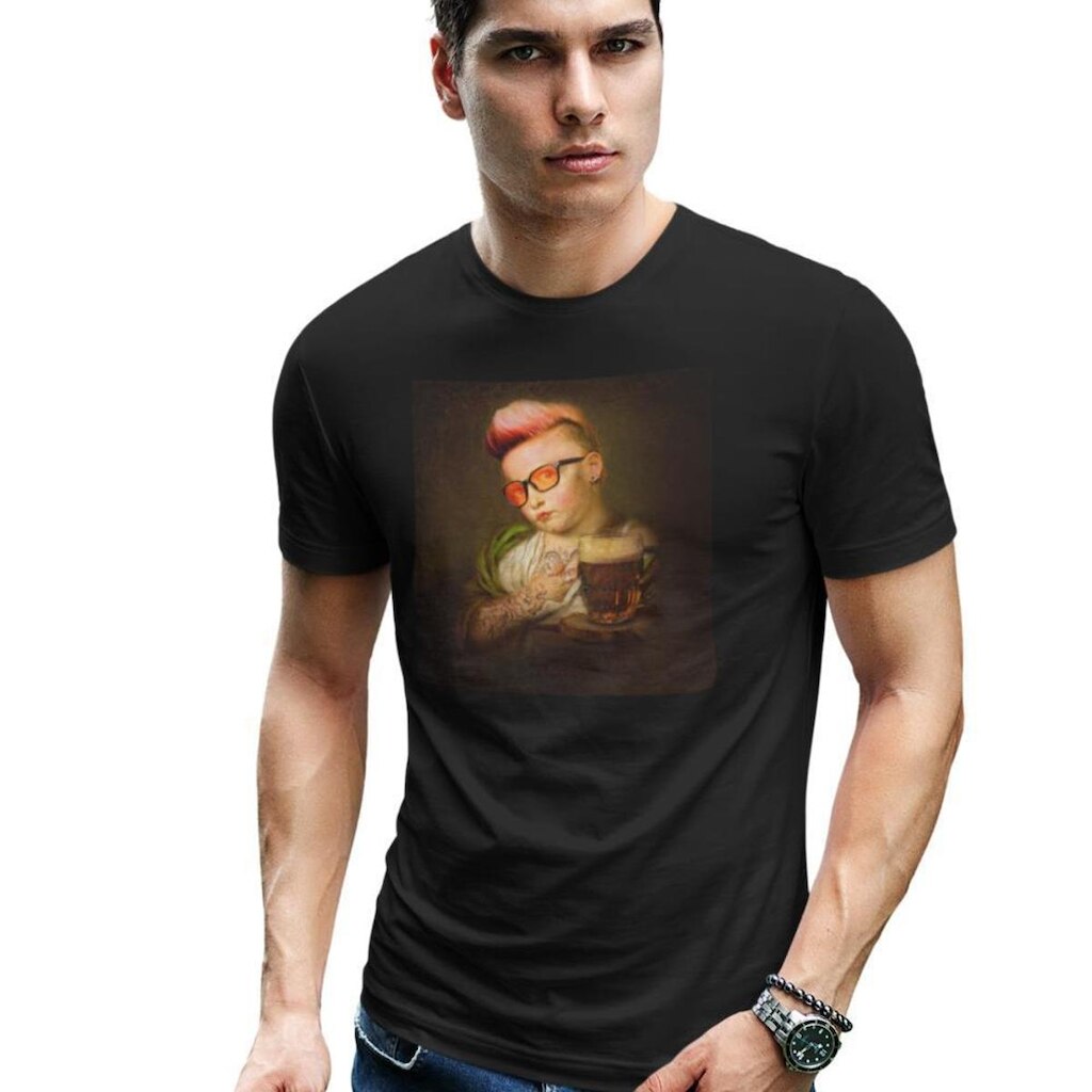 Camiseta Masculina Algodão Manga Curta Estampa Quadro03