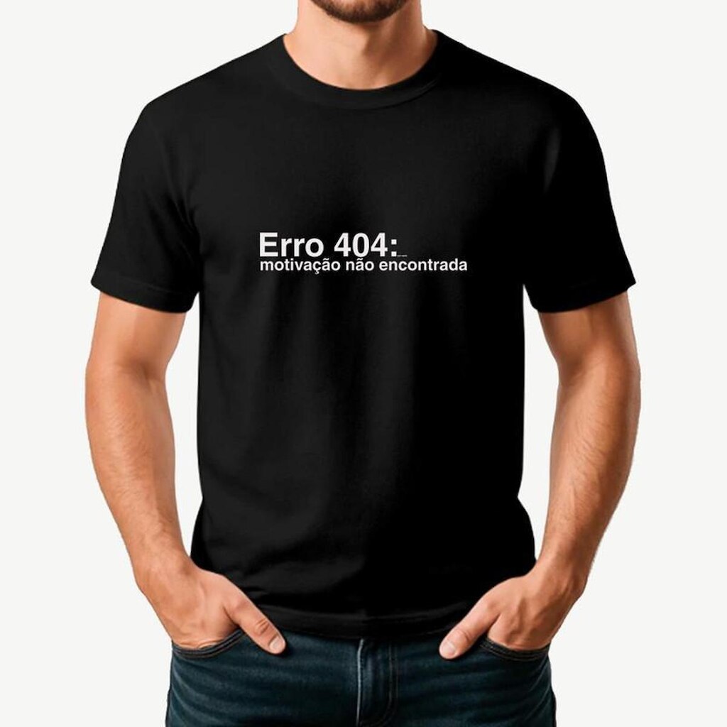 Camiseta Masculina Algodão Premium Geek Erro 404