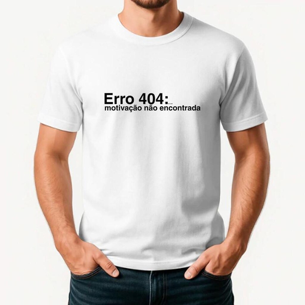 Camiseta Masculina Algodão Premium Geek Erro 404