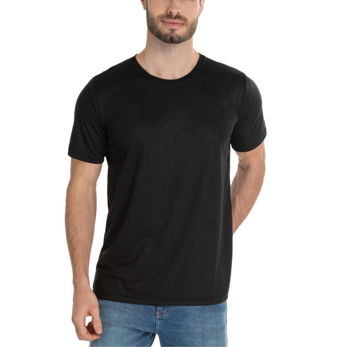 Camiseta Masculina Basica Lisa algodão Premium Slim - Preto Menor preço em Camiseta Masculina Basica Lisa algodão Premium Slim - Preto